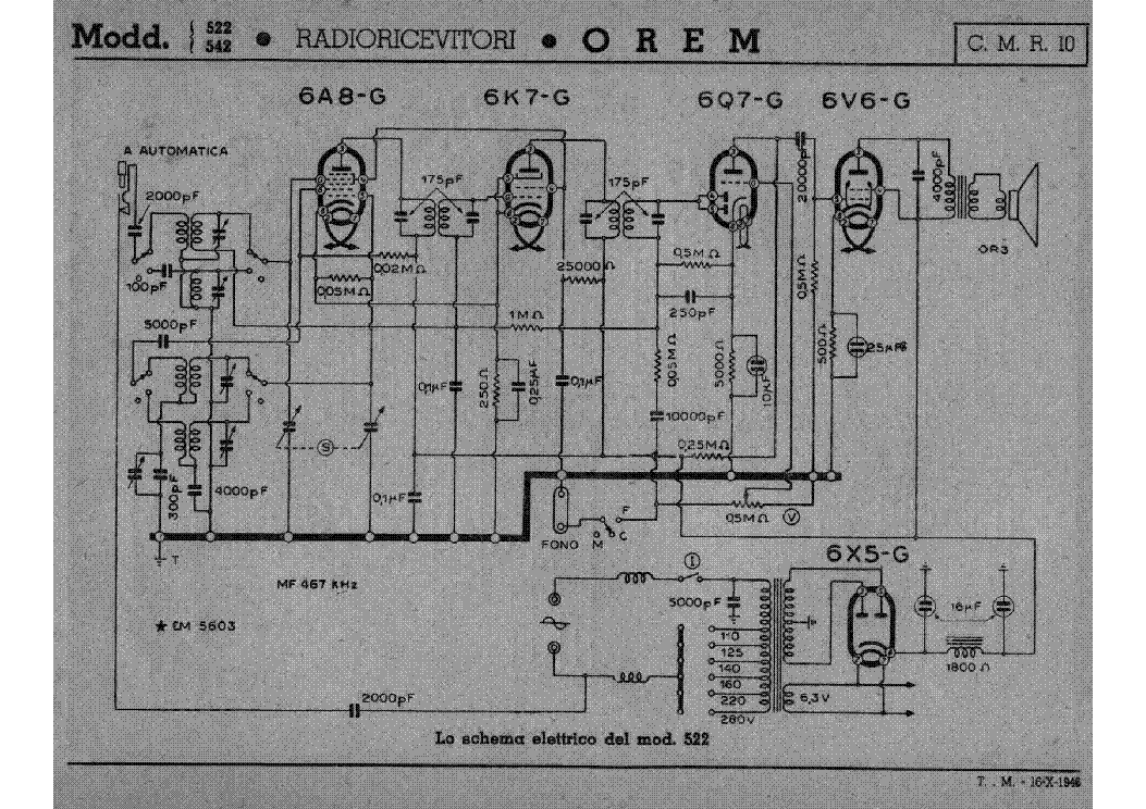 OREM 522 542 AM RADIO RECEIVER SCH service manual (1st page)