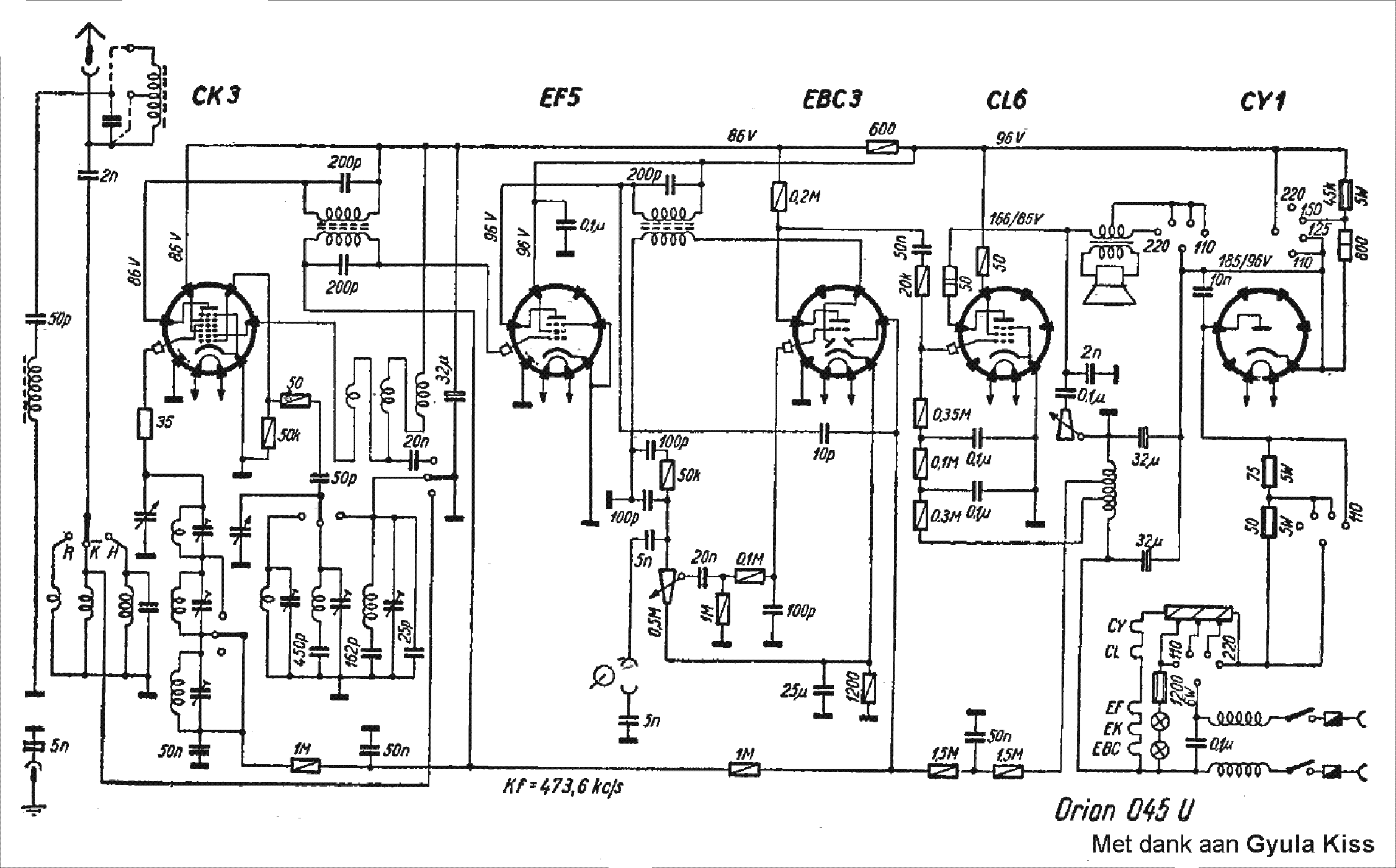 ORION 055U AC-DC RADIO SCH service manual