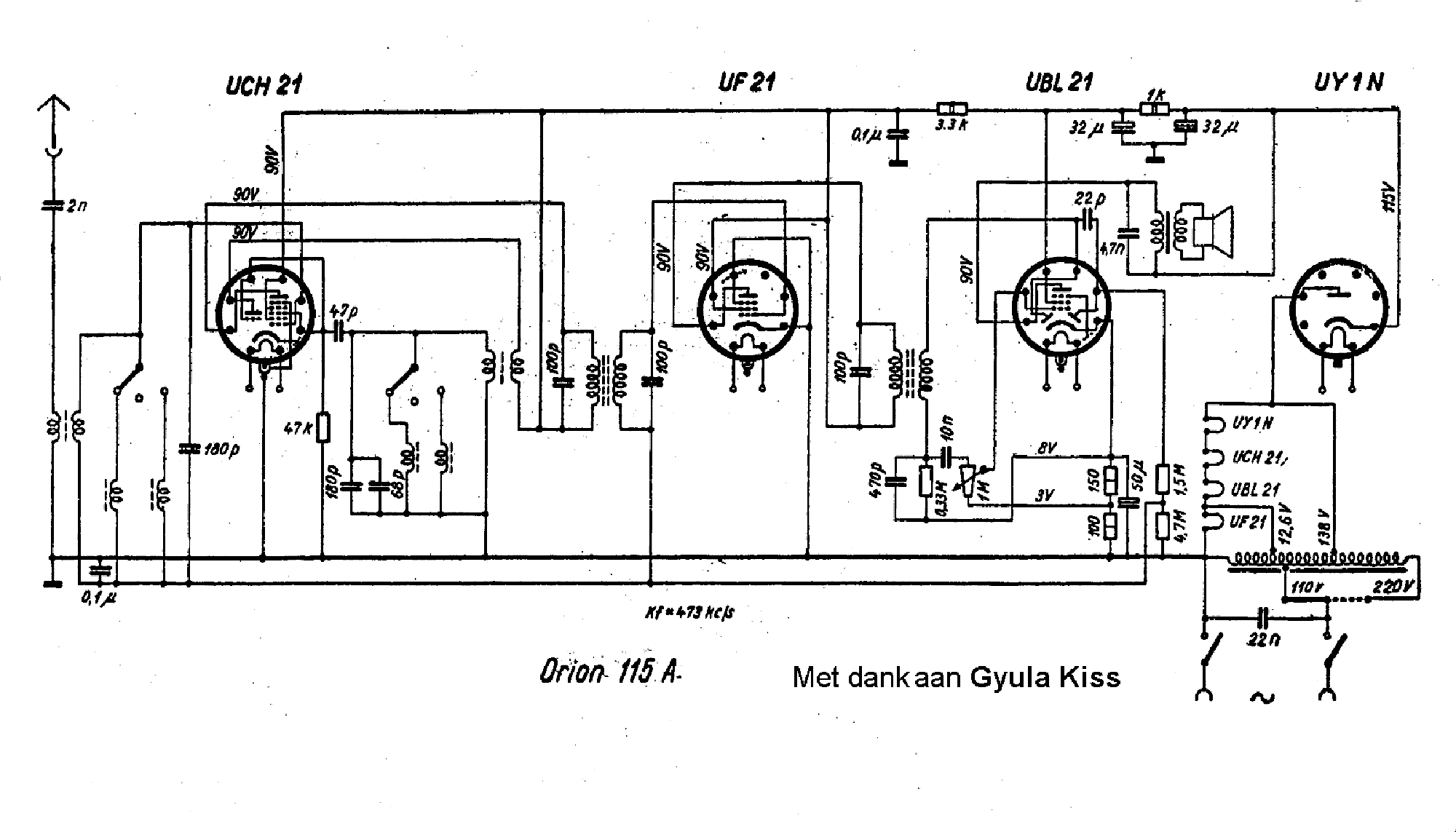 ORION 115A AC RADIO SCH service manual