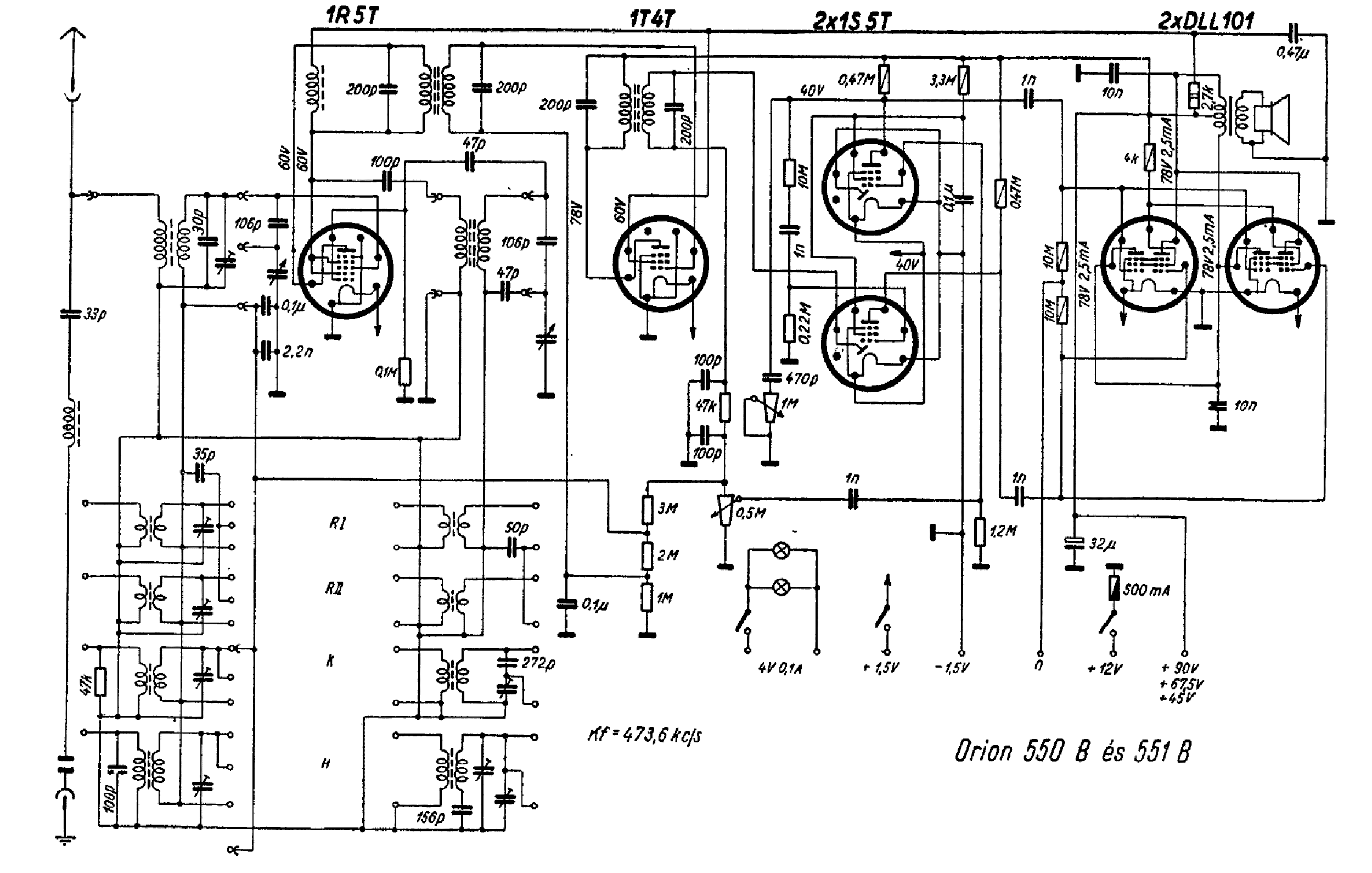 ORION 550 551 B BATTERY RADIO SCH service manual