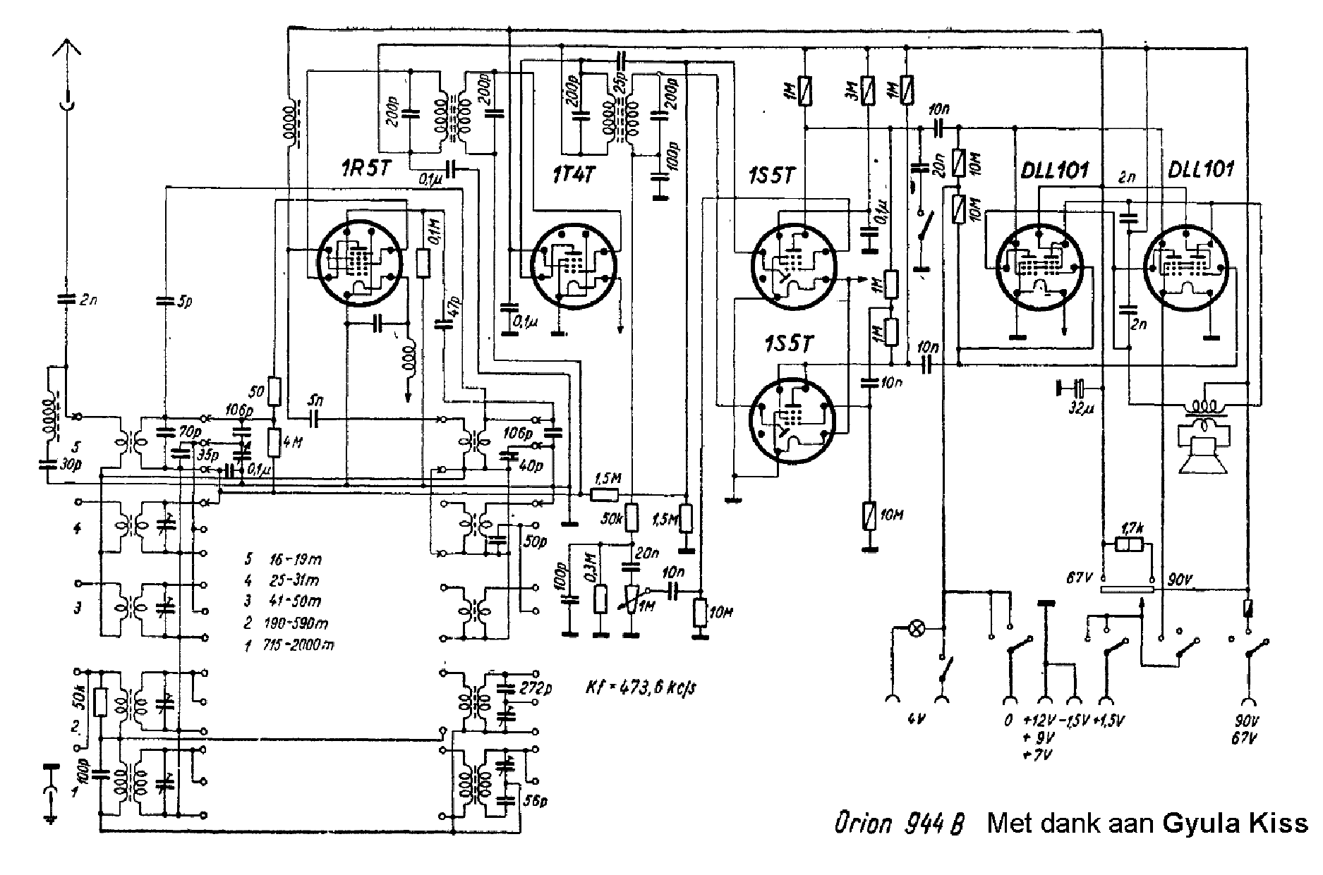ORION 944B BATTERY RADIO SCH service manual