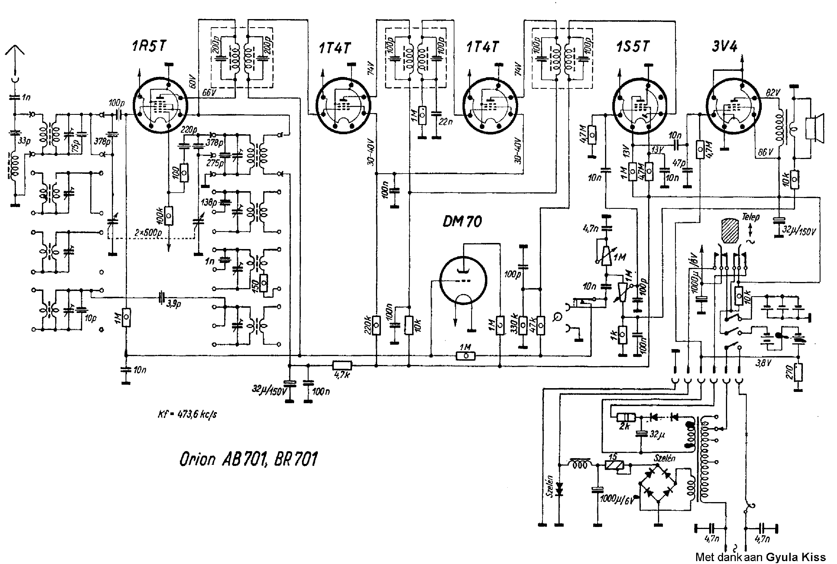ORION AB701 BR701 AC-BATTERY RADIO SCH service manual