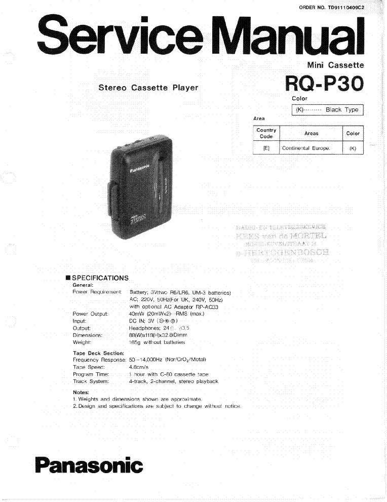 PANASONIC RQ-P30 SM service manual (1st page)