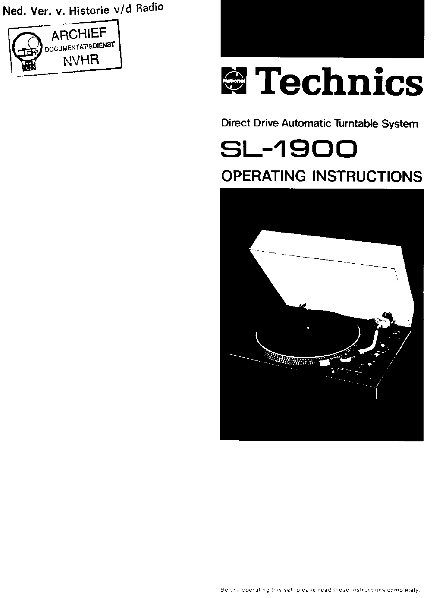 PANASONIC SL1900-M-MC DIRECT DRIVE AUTOMATIC TURNTABLE USR SM service manual (1st page)