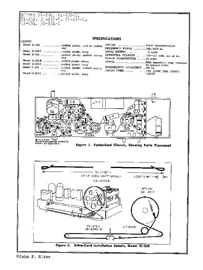 PHILCO 51 530 532 534 I E RADIO SM service manual