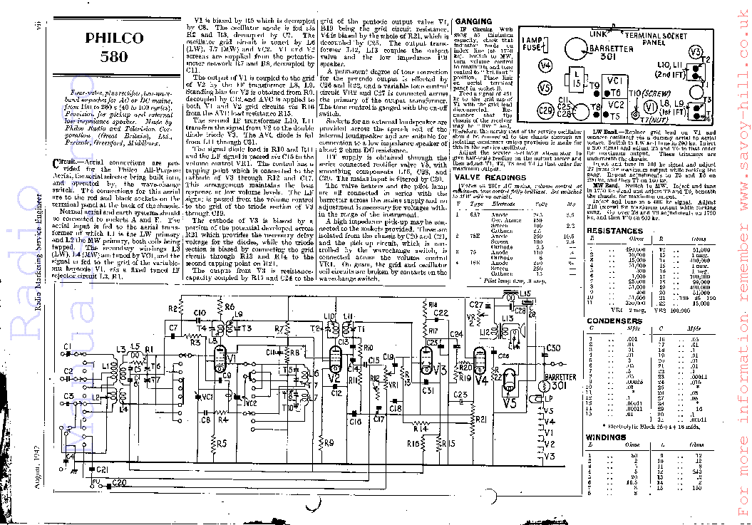 PHILCO 580 service manual
