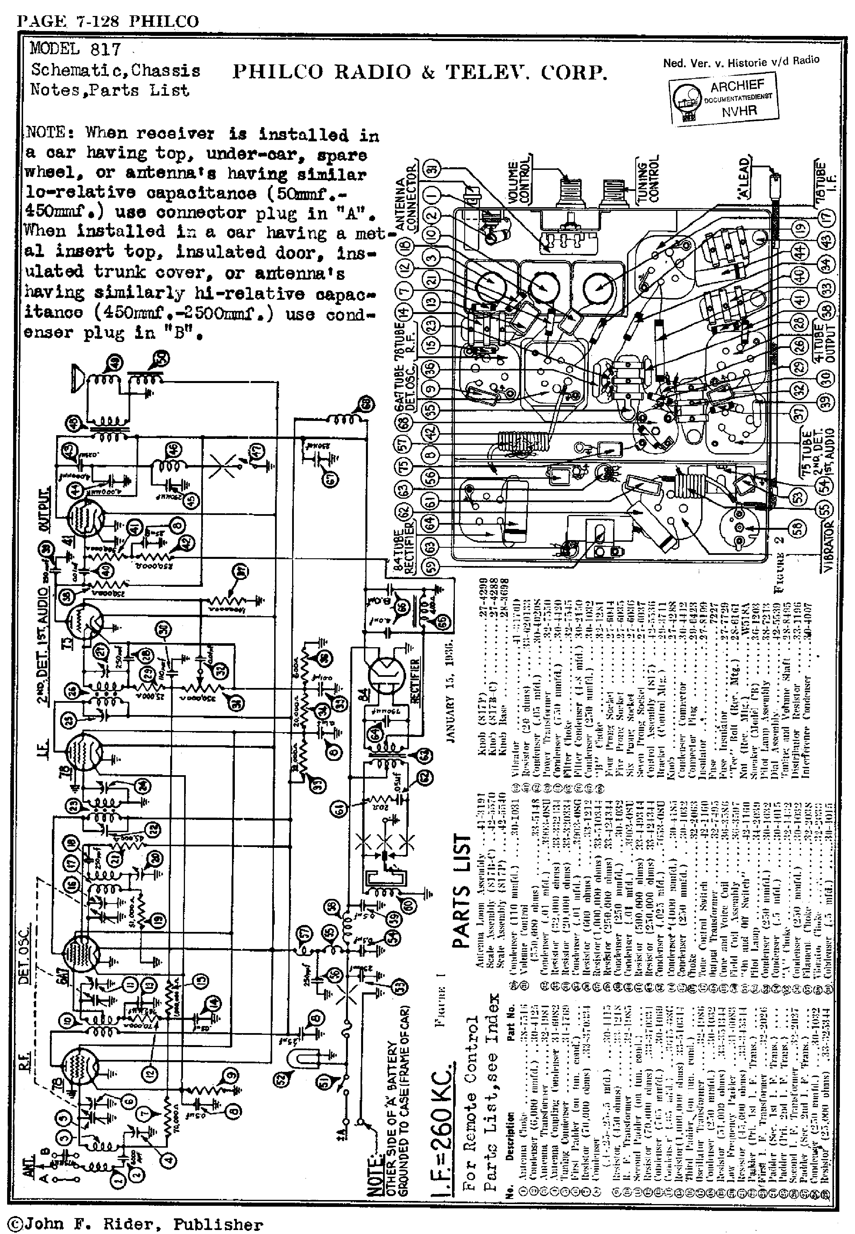 PHILCO 816 917 818 -K 819 REMOTE-CONTROLS BATTERY VIBRATOR RECEIVER SM service manual
