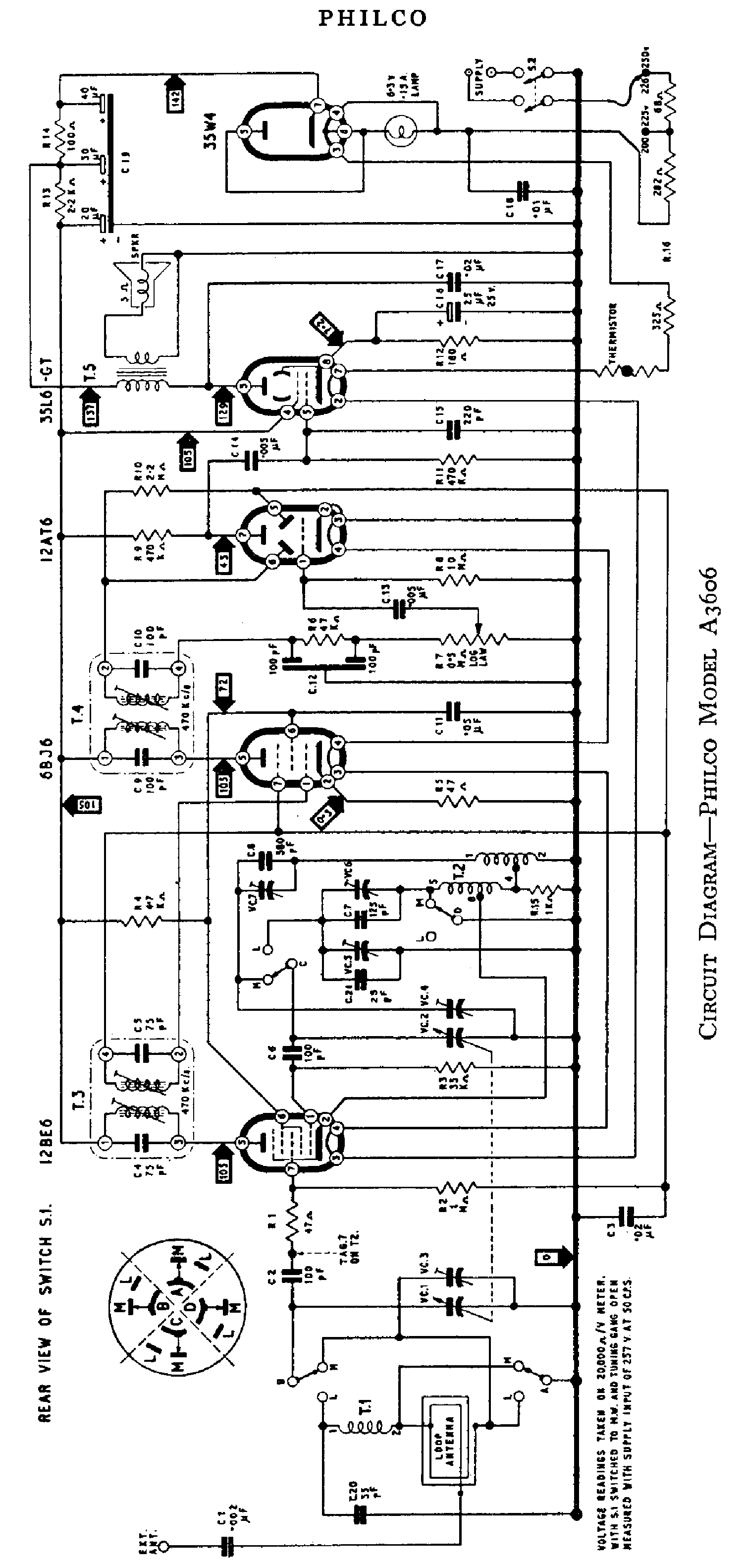 PHILCO A3606 AC-DC RECEIVER SM Service Manual download, schematics ...