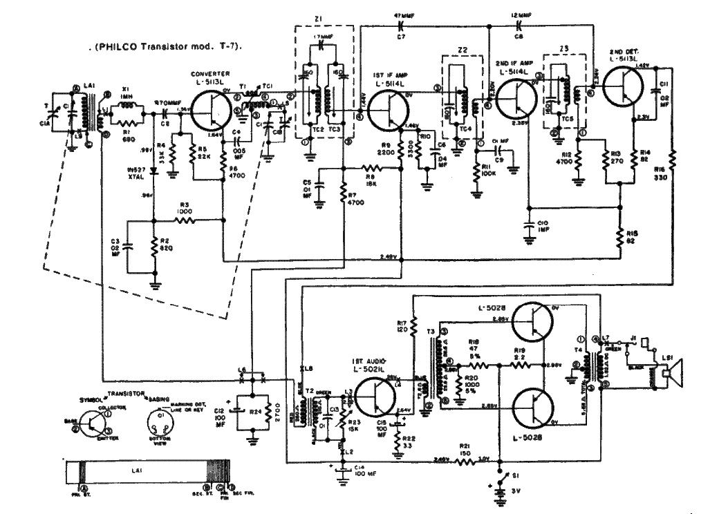 PHILCO T7 AM RADIO RECEIVER SCH service manual