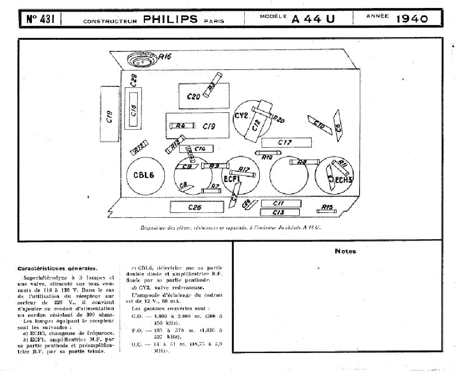 PHILIPS-PARIS A44U AC-DC RADIO 1940 SM service manual (2nd page)
