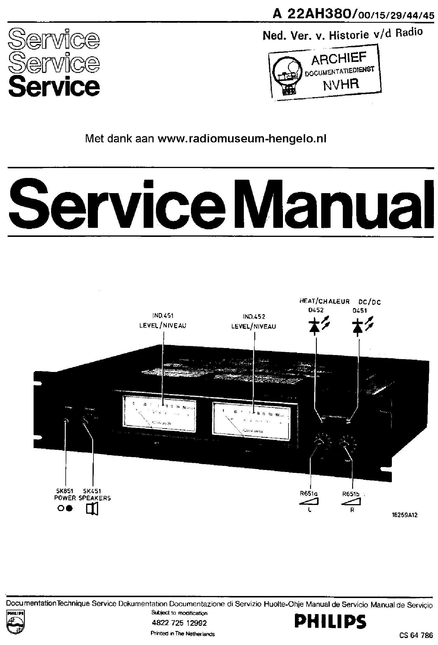 PHILIPS 22AH380-00-15-29-44-45 STEREO PA SM service manual (1st page)