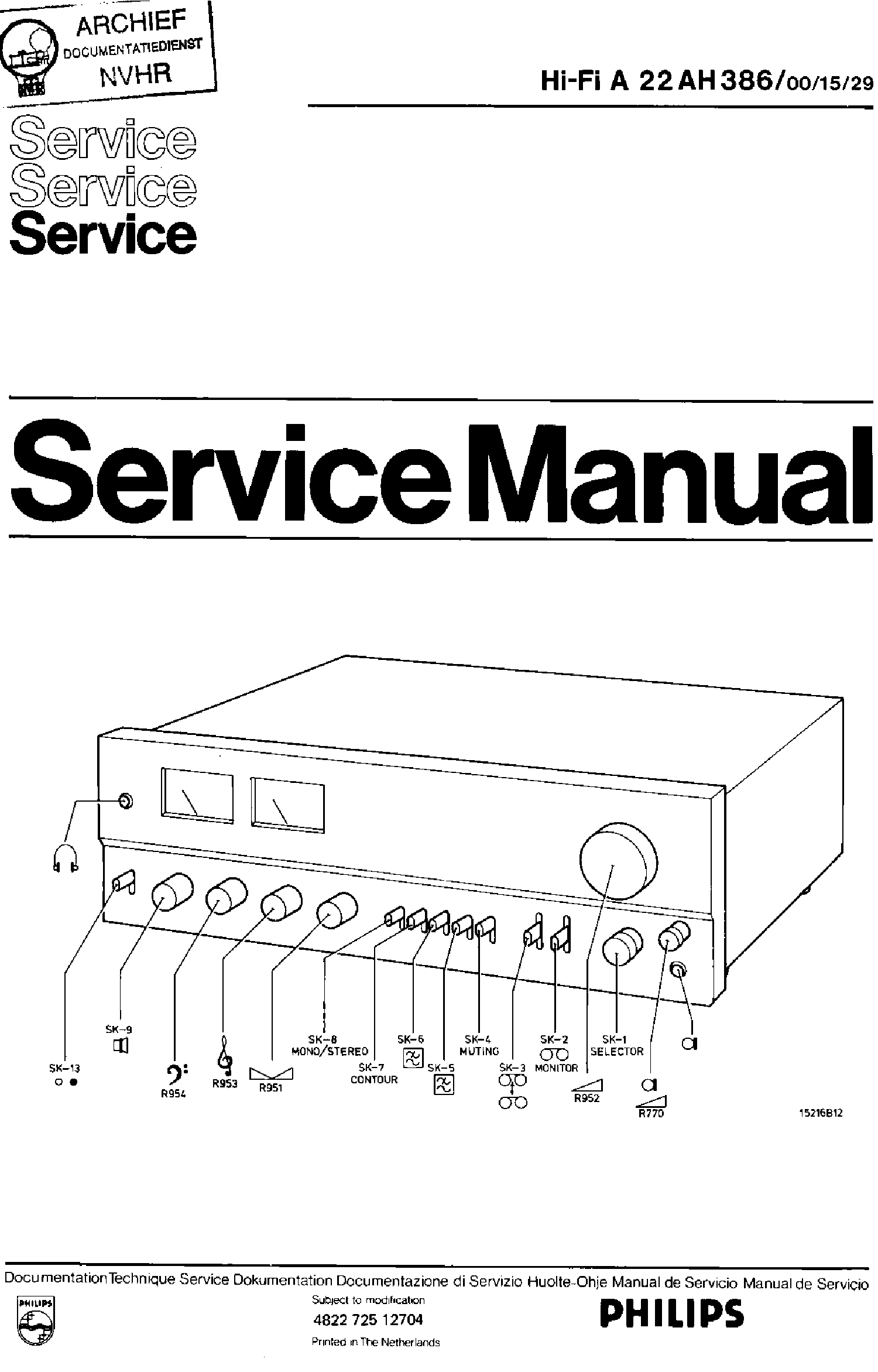 PHILIPS 22AH386 00 15 29 HIFI CENTER PA SM service manual (1st page)