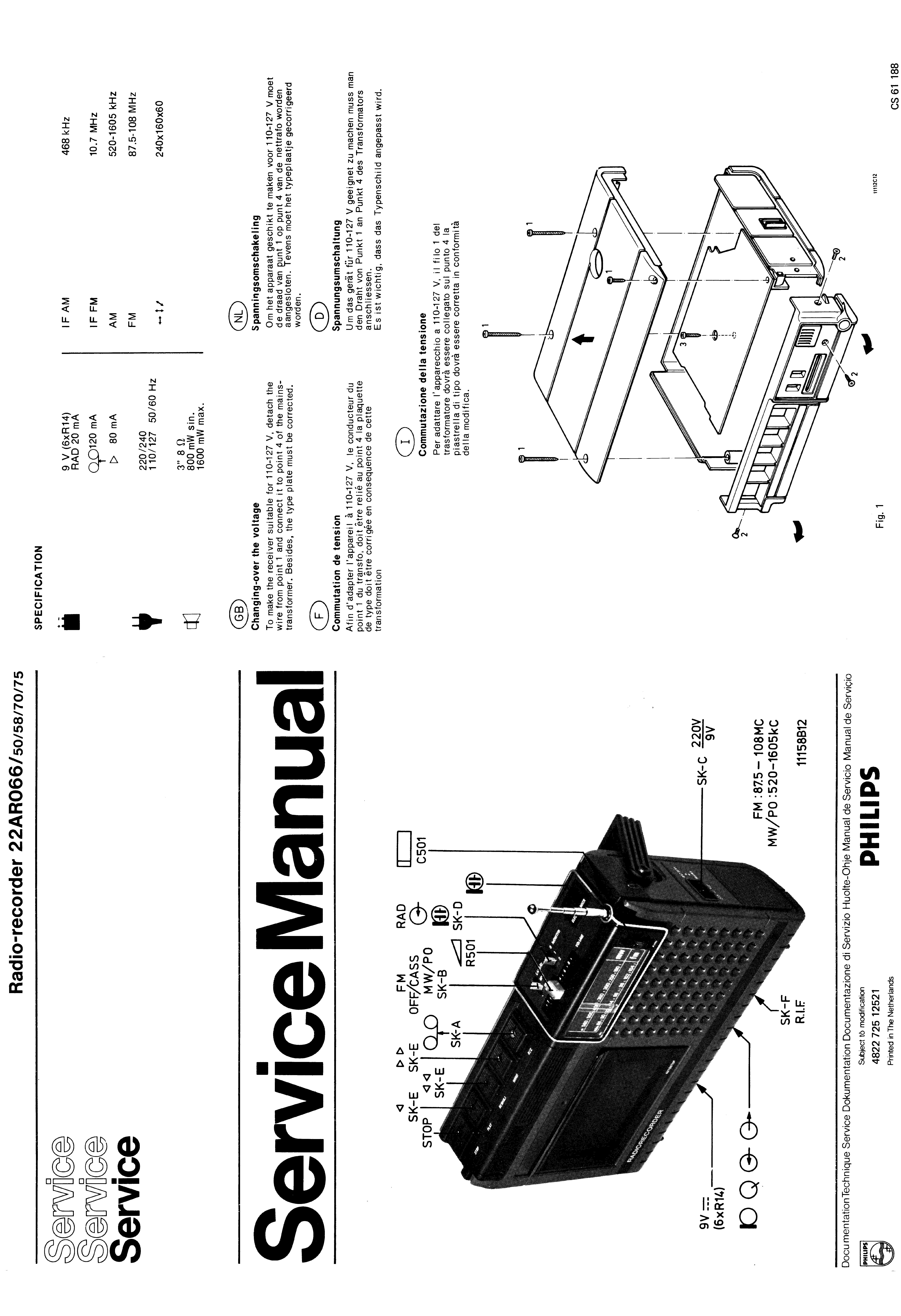 PHILIPS 22AR066 SM service manual (1st page)