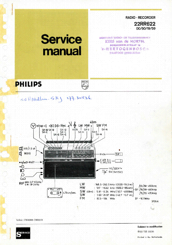 PHILIPS 22RR622-00-50-19-59 SM service manual (1st page)