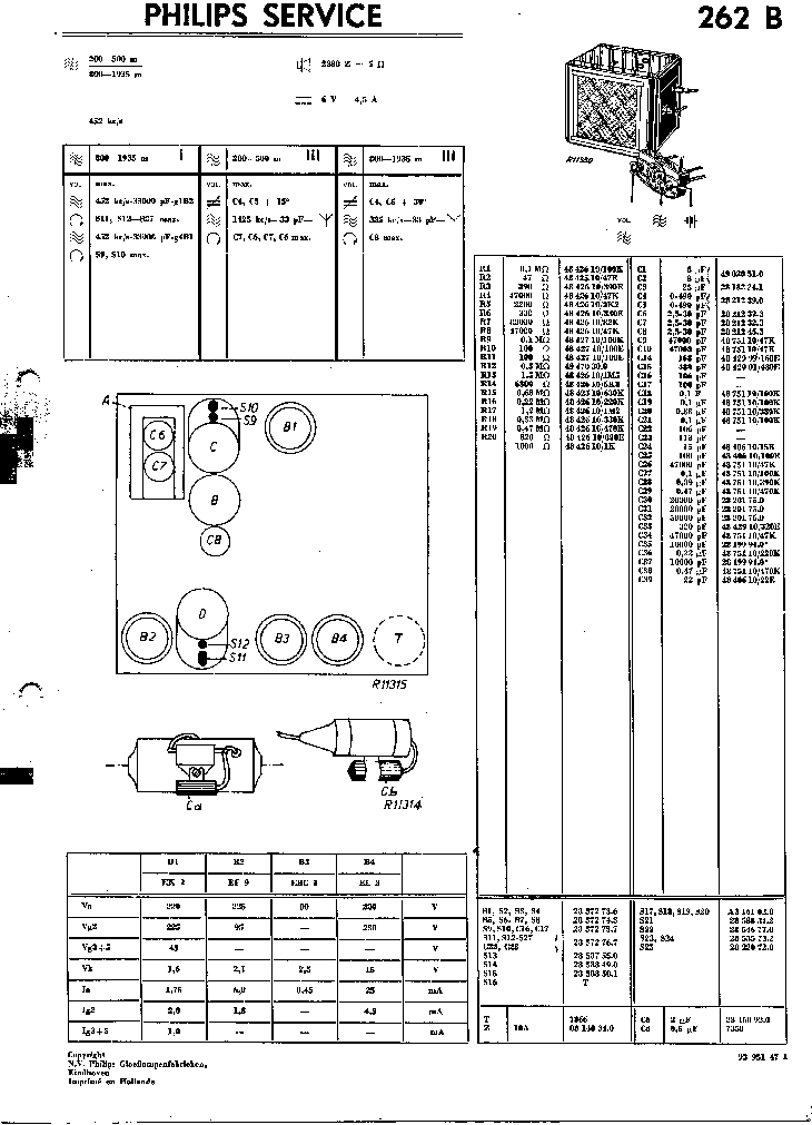 PHILIPS 262B VIBRATOR AUTORADIO SM service manual (1st page)