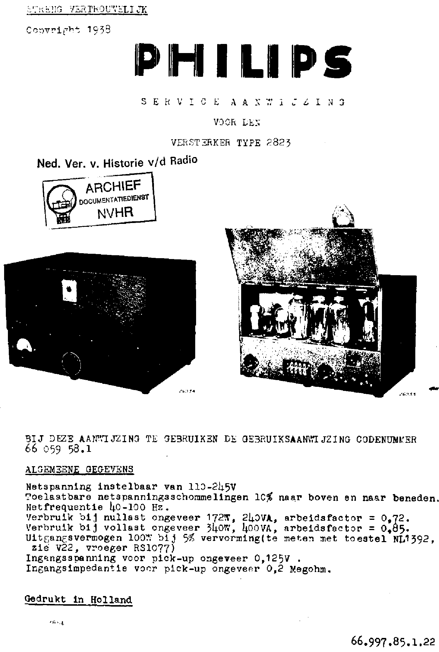 PHILIPS 2823 AMPLIFIER SM service manual