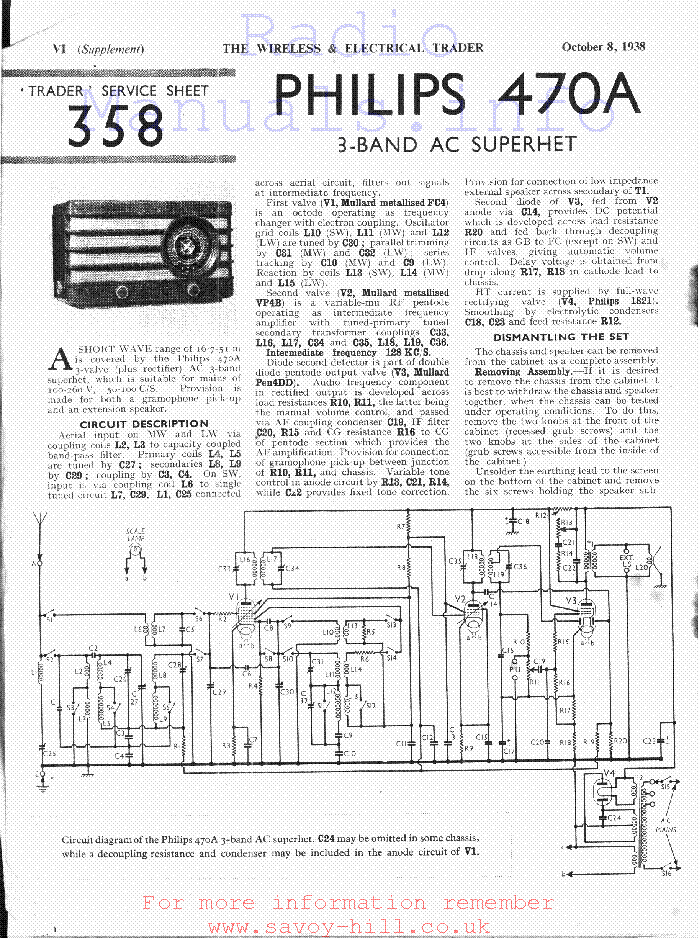 PHILIPS 470A 2 service manual (1st page)