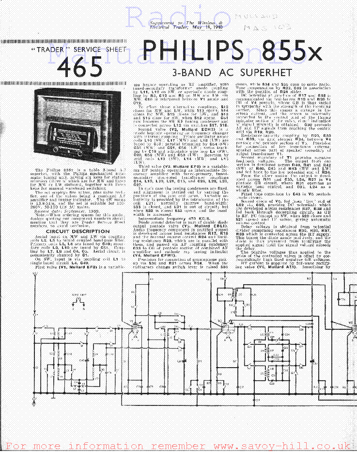 PHILIPS 855X service manual (1st page)