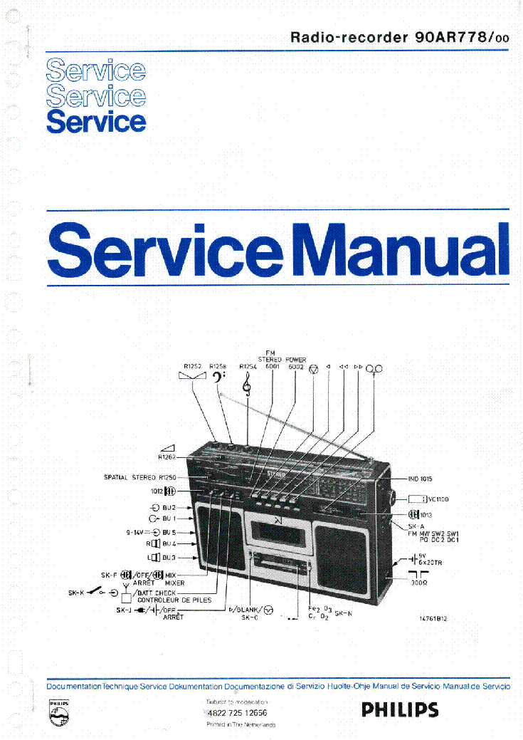 PHILIPS 90AR778-00 SM service manual (1st page)