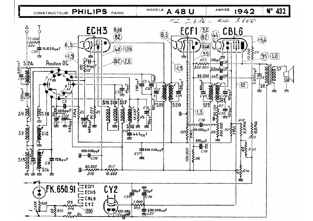 PHILIPS A48U AM RADIO RECEIVER SCH service manual (1st page)