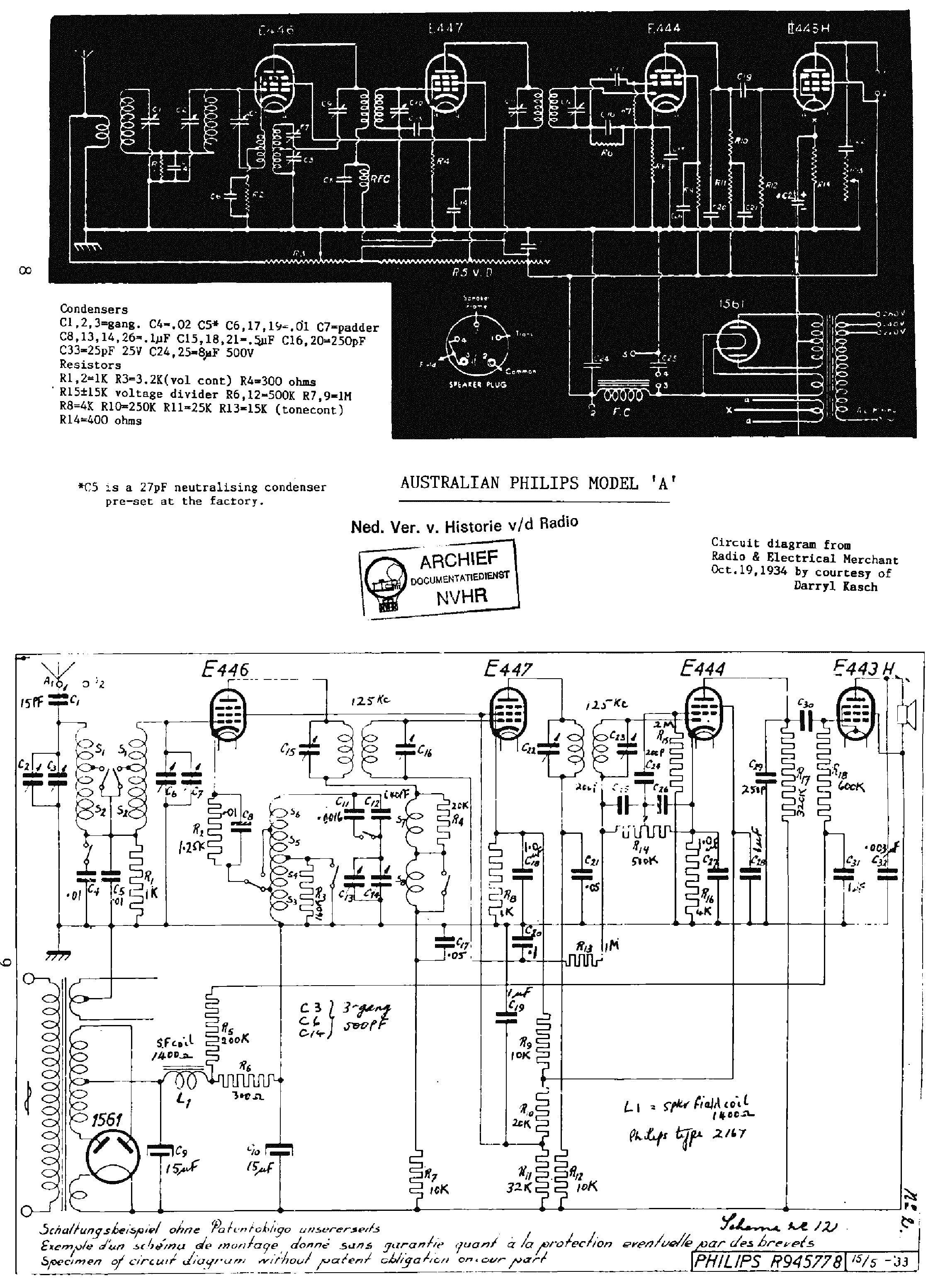 PHILIPS A FIRST AUSTRALIAN SUPERHET 1933 SM service manual (2nd page)