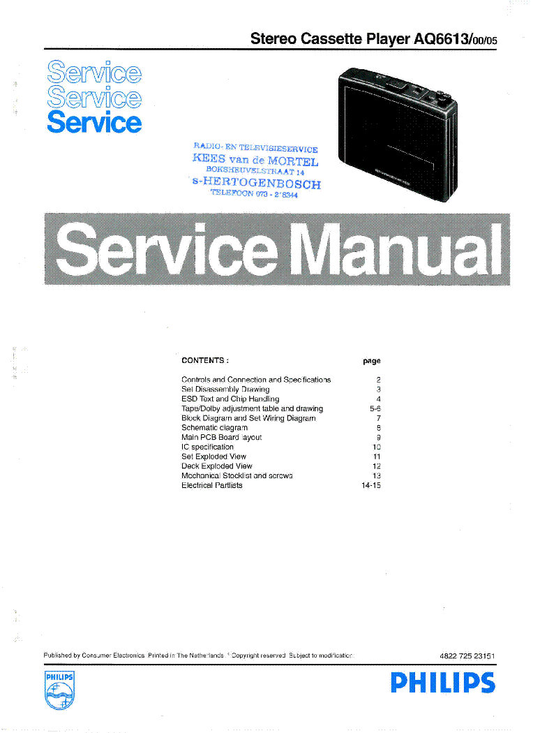 PHILIPS AQ6613 SM service manual (1st page)