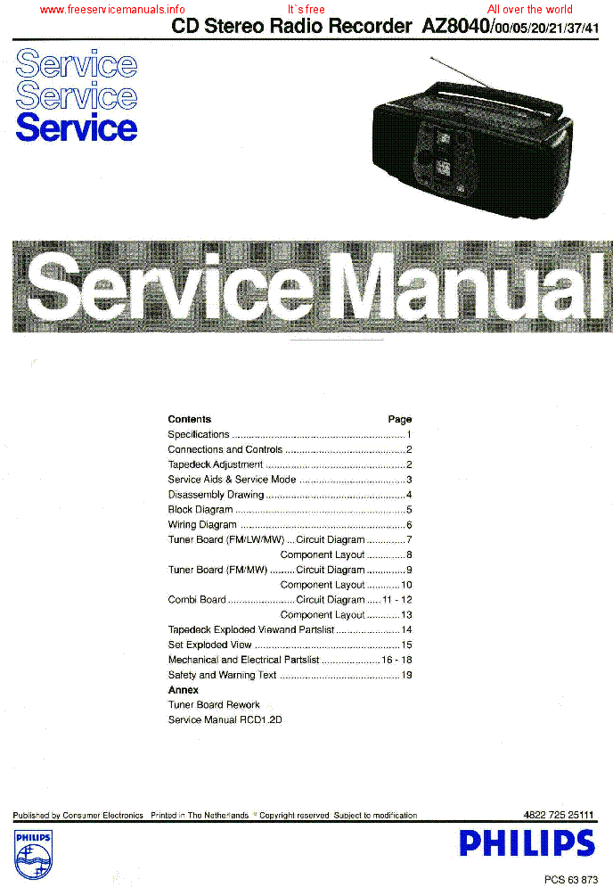 PHILIPS AZ8040 SM service manual (1st page)