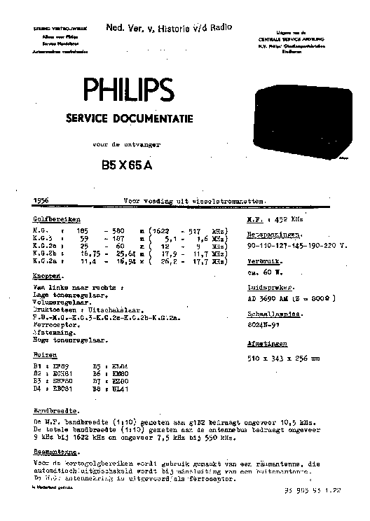 PHILIPS B5X65A service manual (1st page)