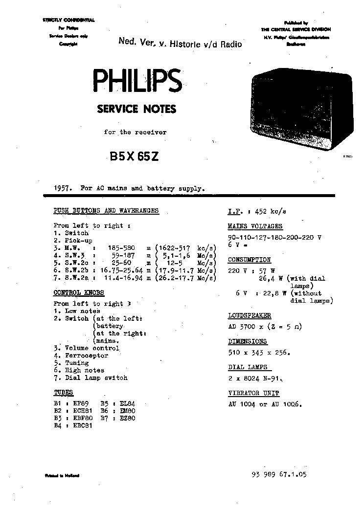 PHILIPS B5X65Z service manual (1st page)