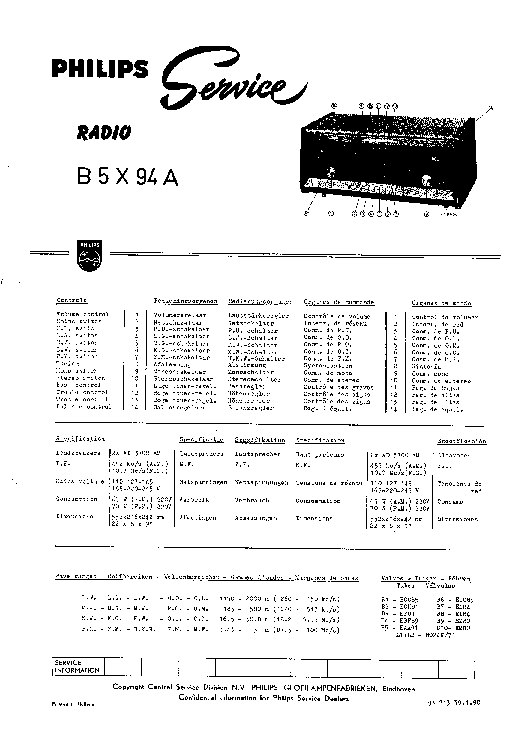 PHILIPS B5X94A AM-FM STEREO RADIO SM service manual (1st page)