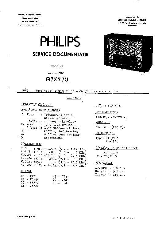 PHILIPS B7X77U SM service manual (1st page)