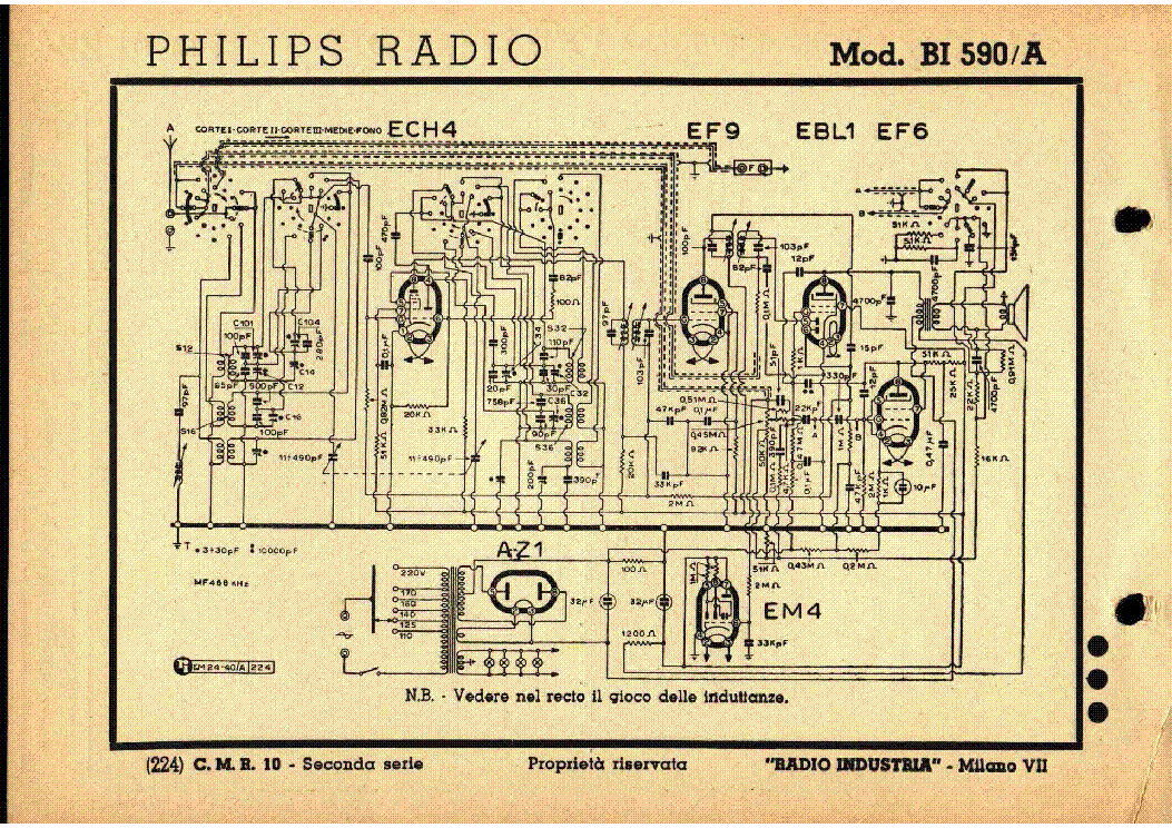 PHILIPS BI590A AM RADIO RECEIVER SCH service manual (1st page)