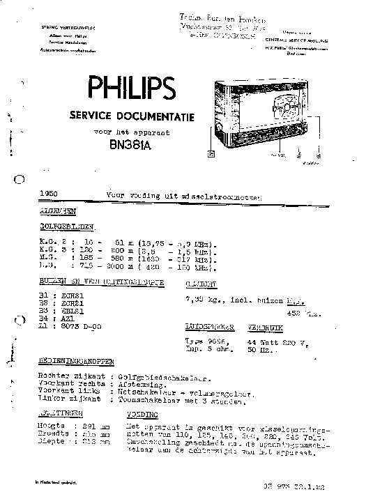 PHILIPS BN381A service manual (2nd page)