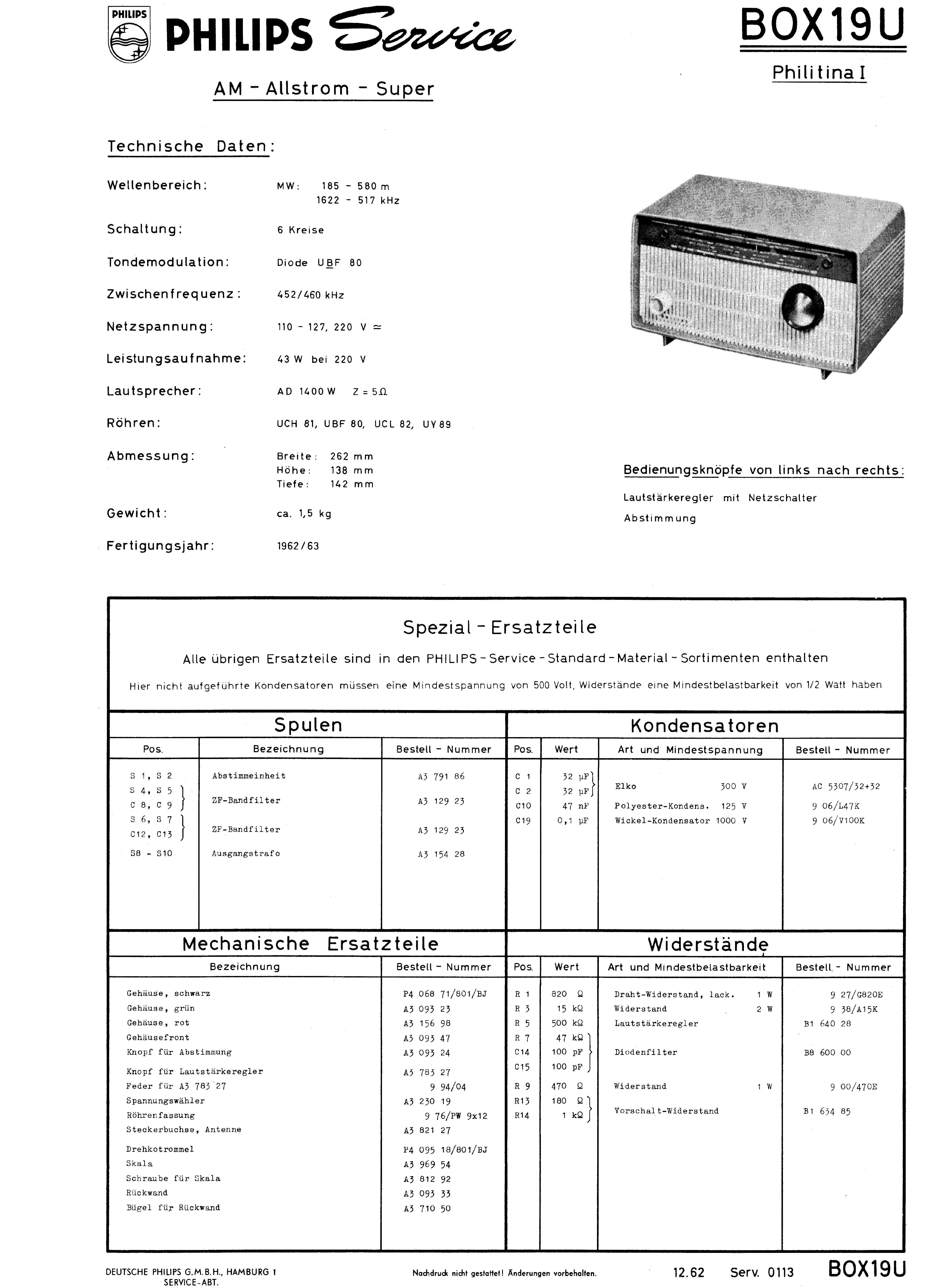 PHILIPS BOX19U SM service manual (1st page)
