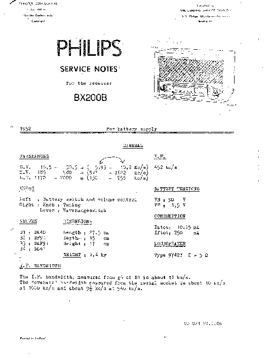 PHILIPS BX200B service manual (1st page)