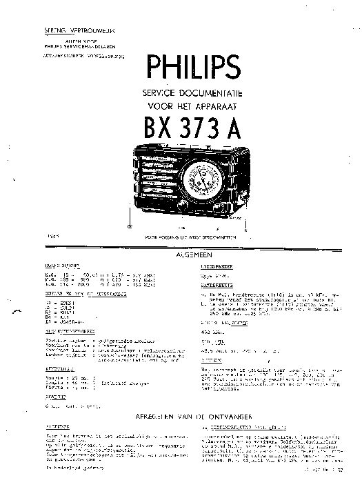 PHILIPS BX373A service manual (1st page)
