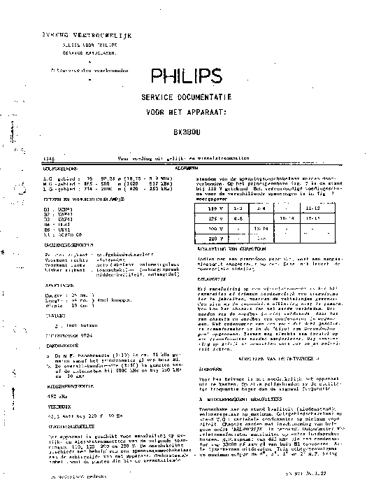 PHILIPS BX380U service manual (1st page)