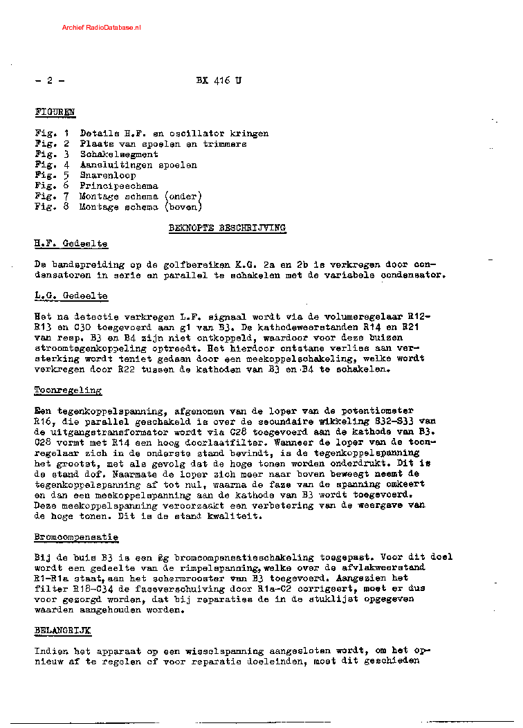 PHILIPS BX416U service manual (2nd page)