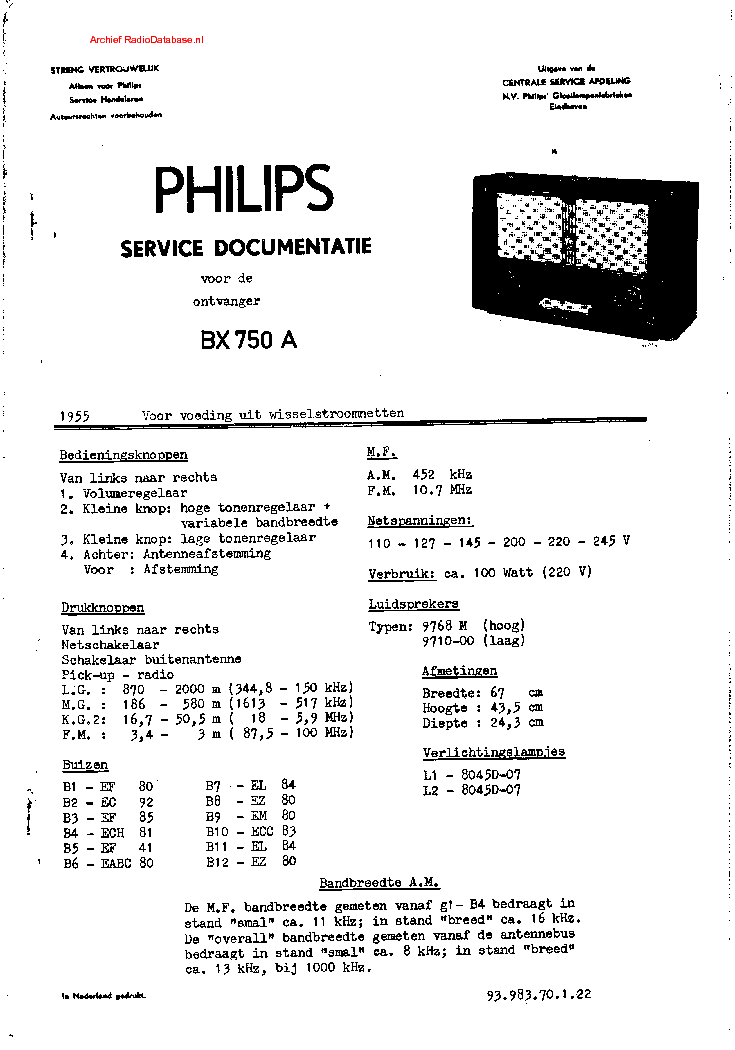 PHILIPS BX750A service manual (1st page)