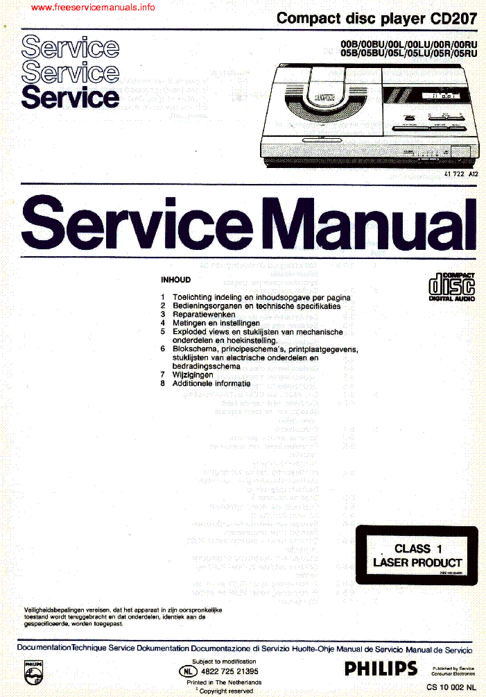 PHILIPS CD-207 service manual (1st page)