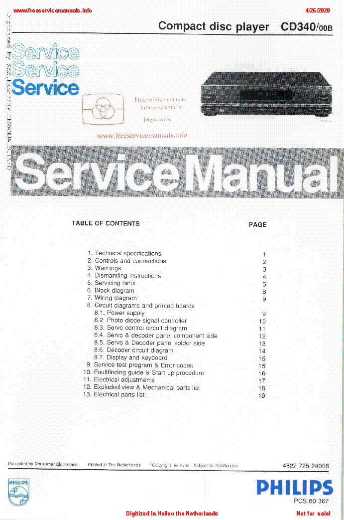 PHILIPS CD340 SM service manual (1st page)