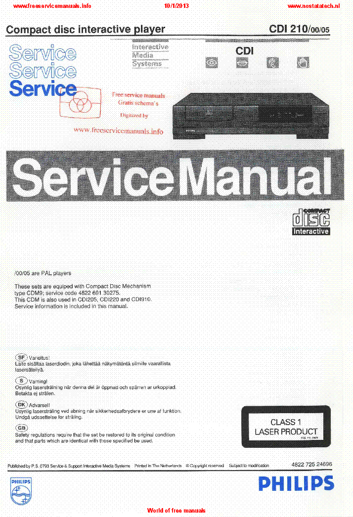 PHILIPS CDI 210 service manual (1st page)