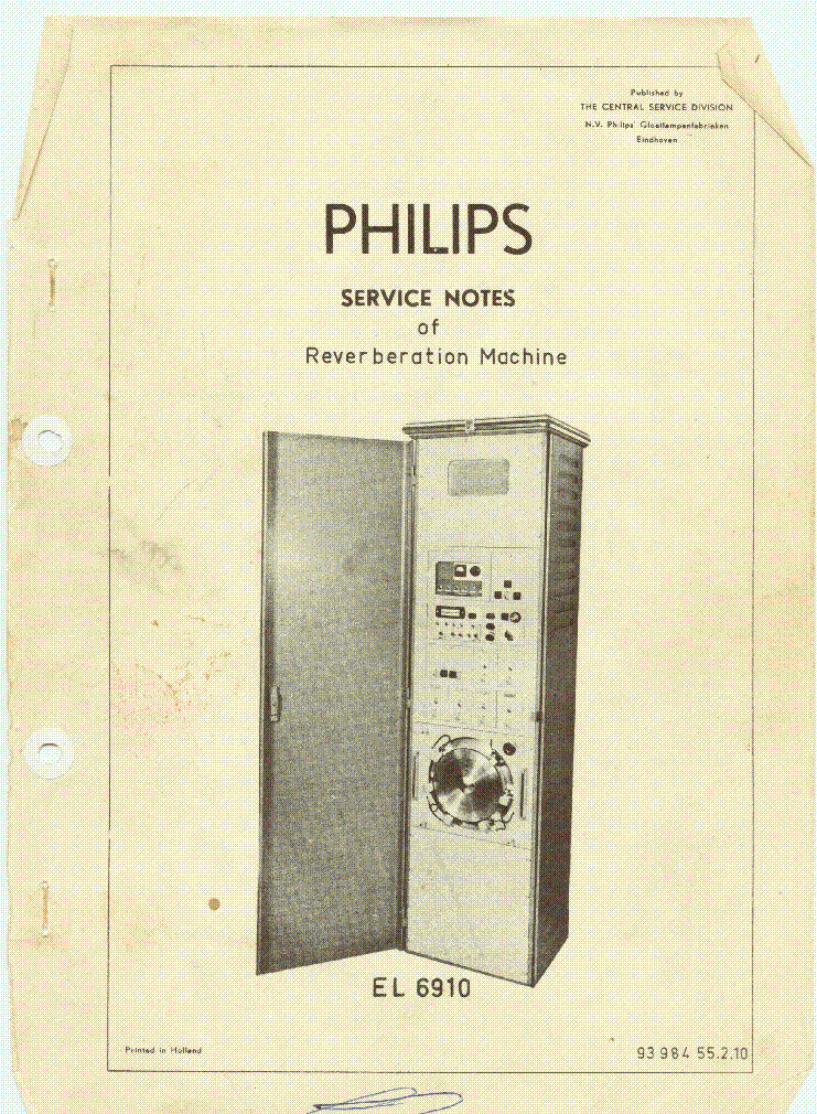 PHILIPS EL6910 REVERB DELAY MACHINE SCH service manual