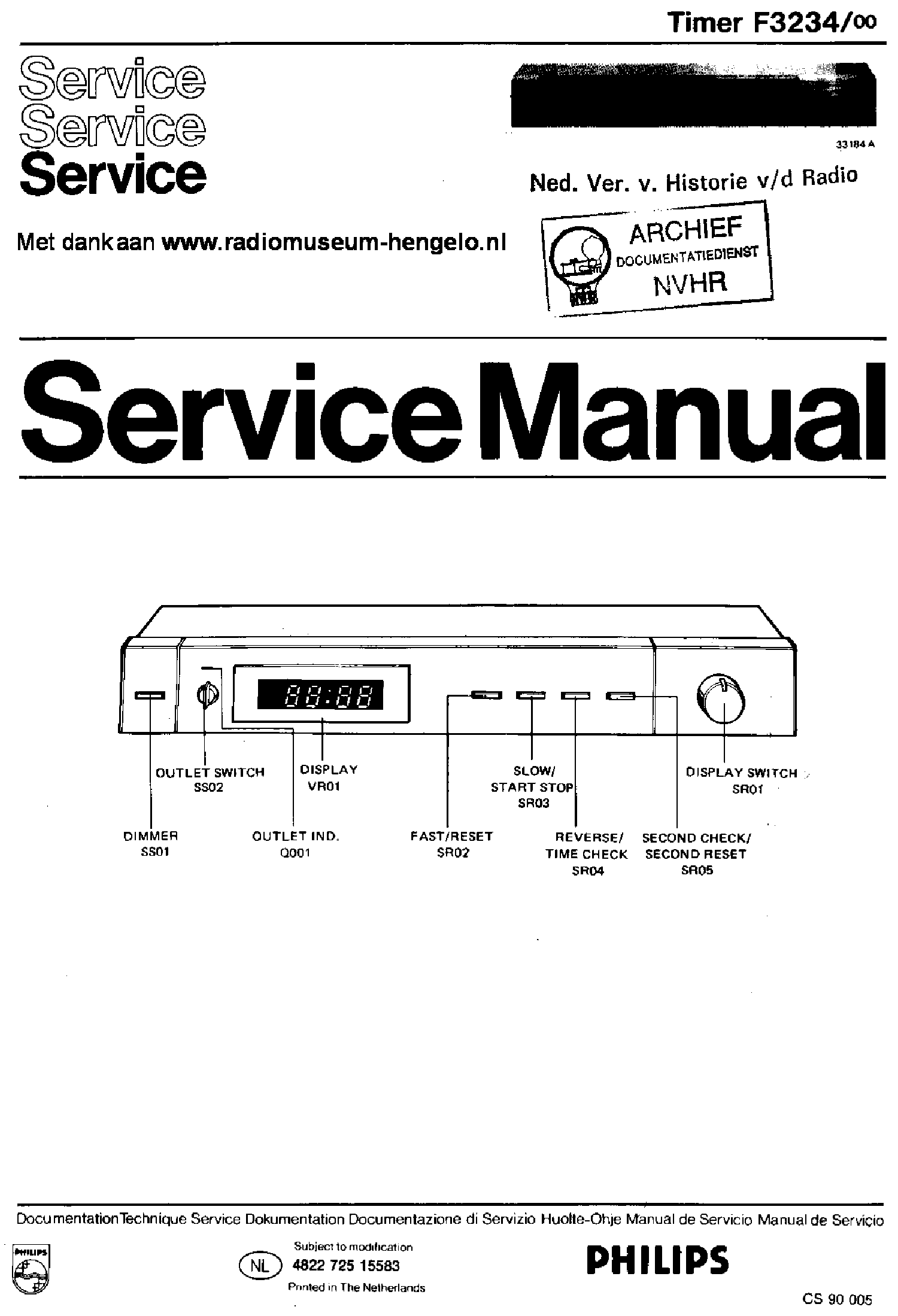 PHILIPS F3234-00 TIMER SM service manual (1st page)