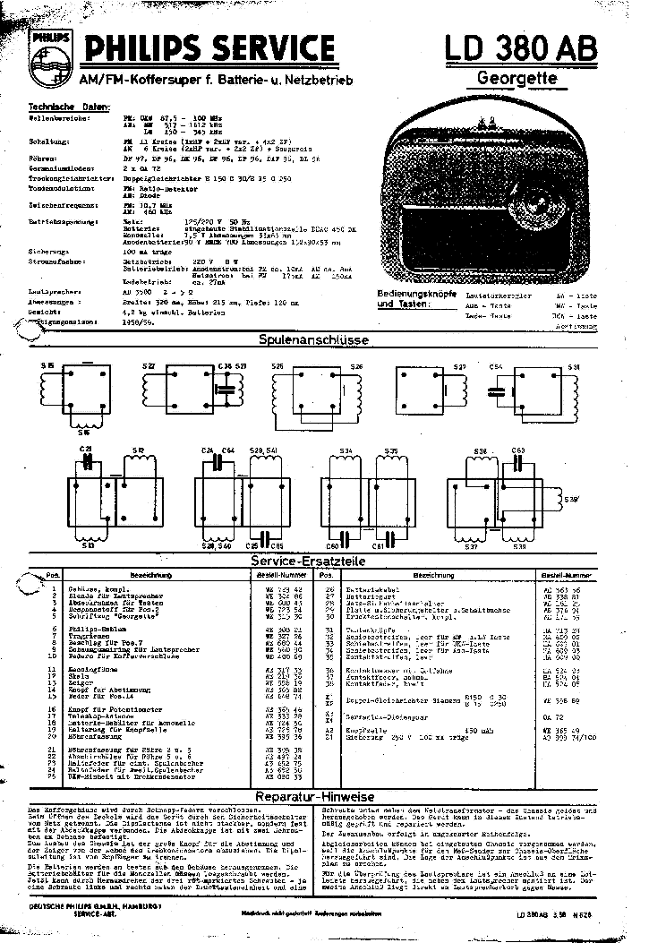 PHILIPS GEORGETTE LD380AB SM service manual (1st page)