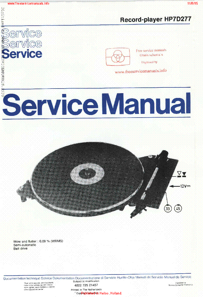 PHILIPS HP7D277 HP7D277-1 SM service manual