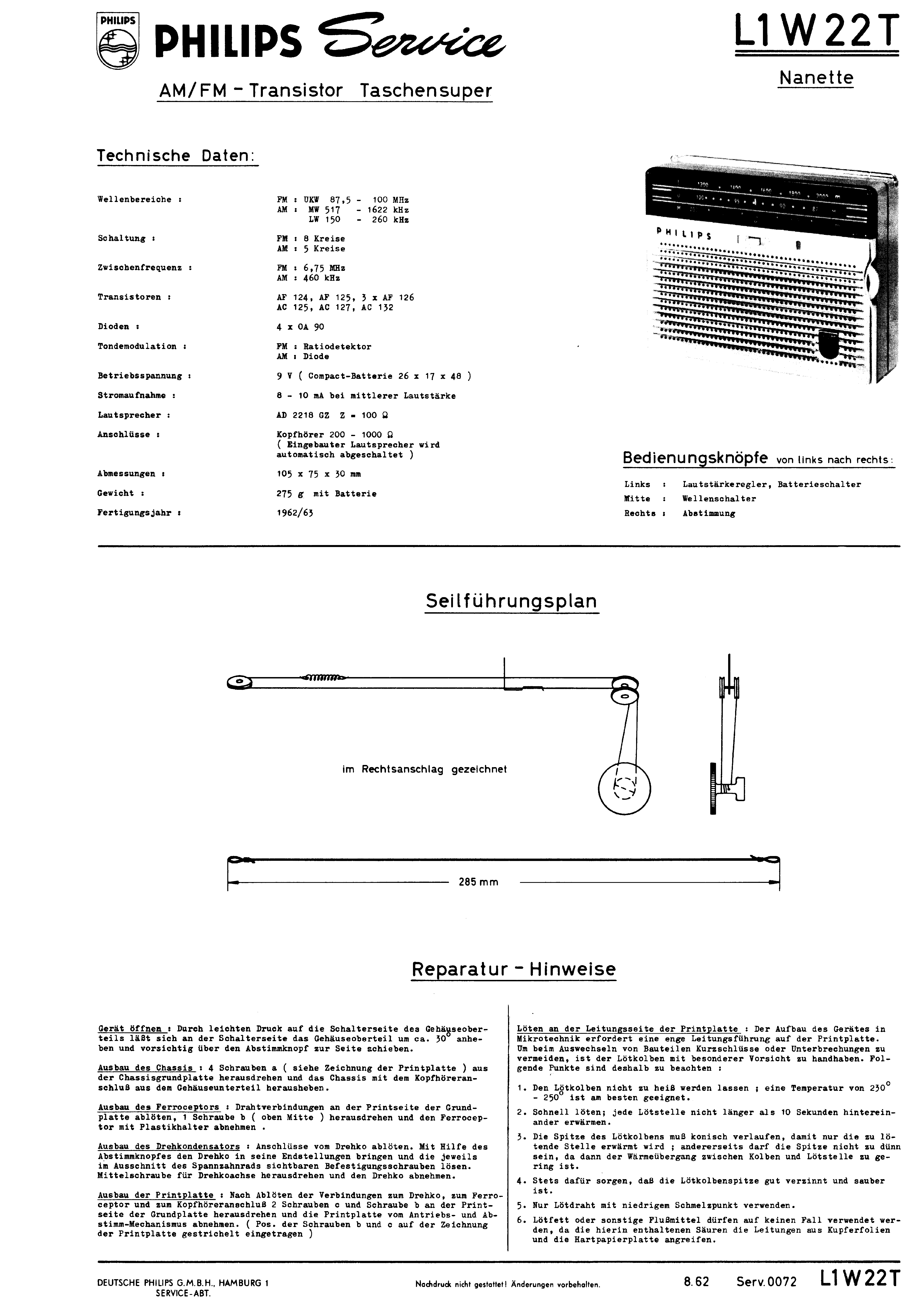 PHILIPS L1W22T NANETTE SM service manual (1st page)