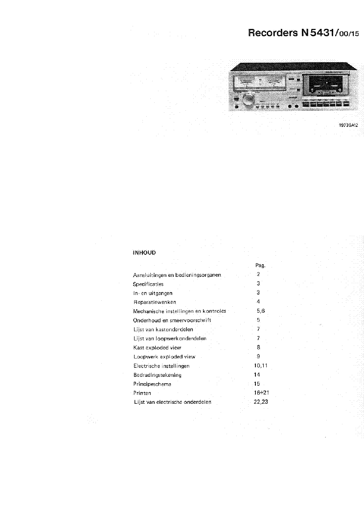 PHILIPS N5431 FULL SERVICE MANUAL NL service manual (1st page)