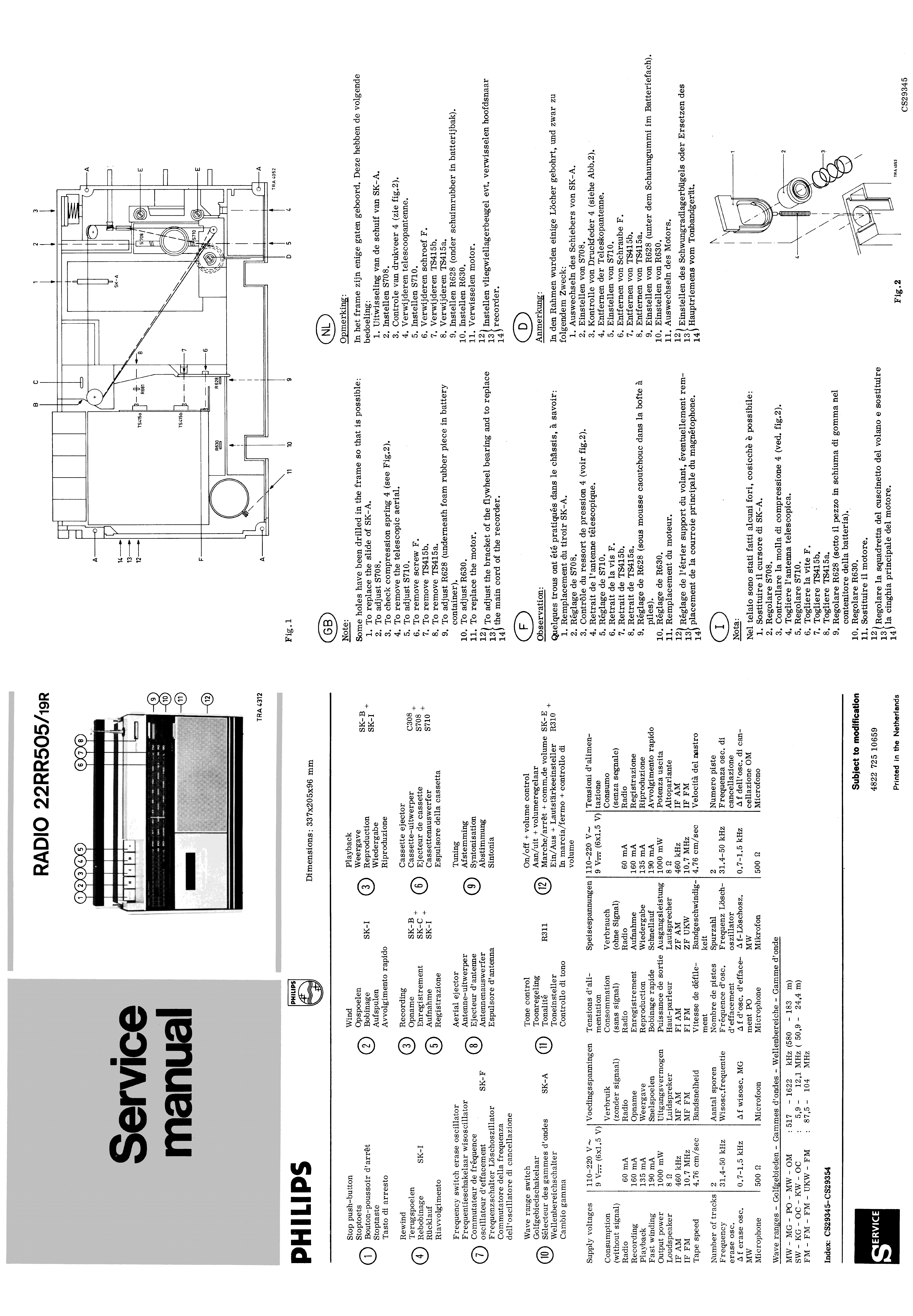 PHILIPS RADIO 22RR505 SM service manual (2nd page)