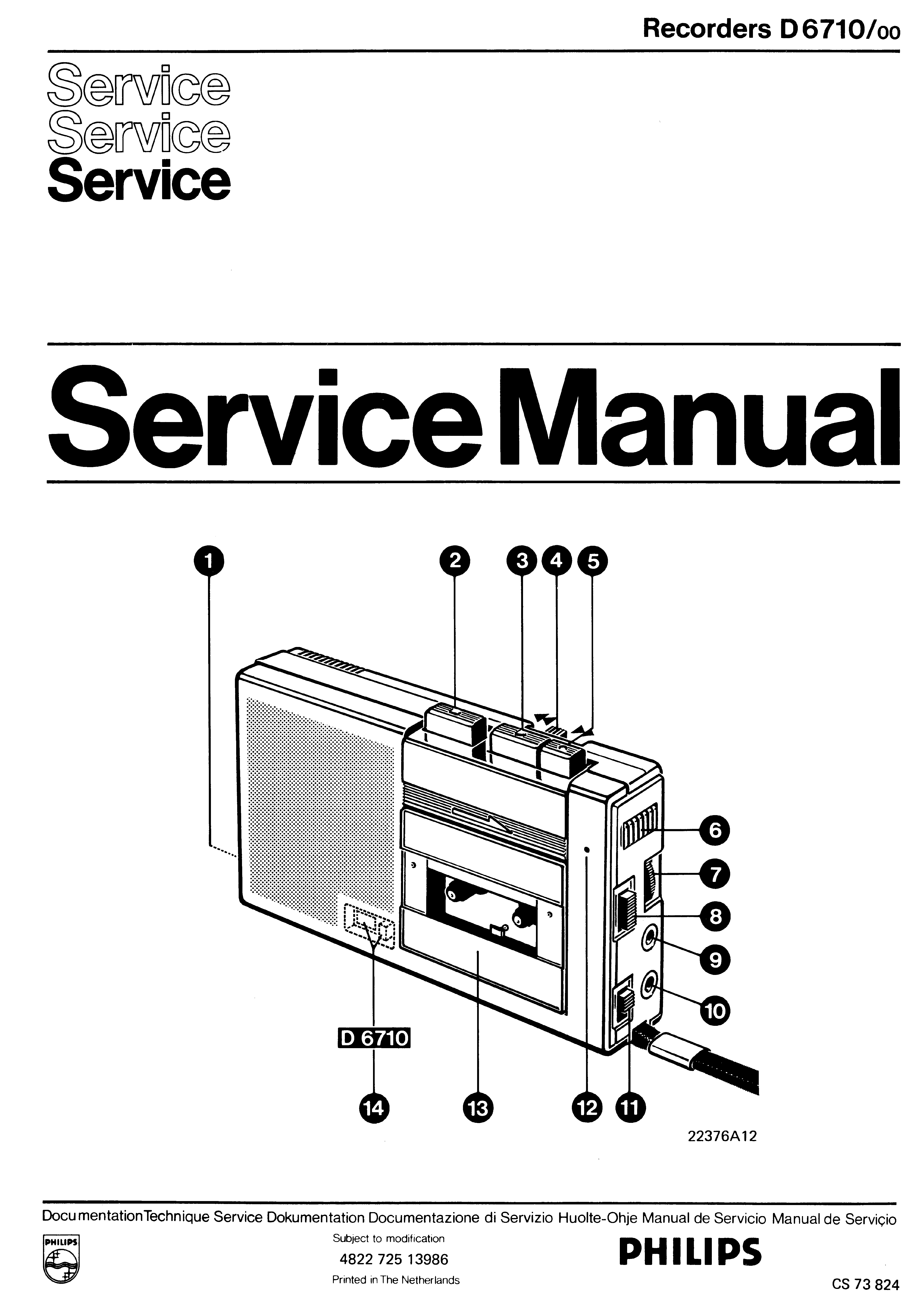 PHILIPS RECORDERS D6710 SM service manual (1st page)